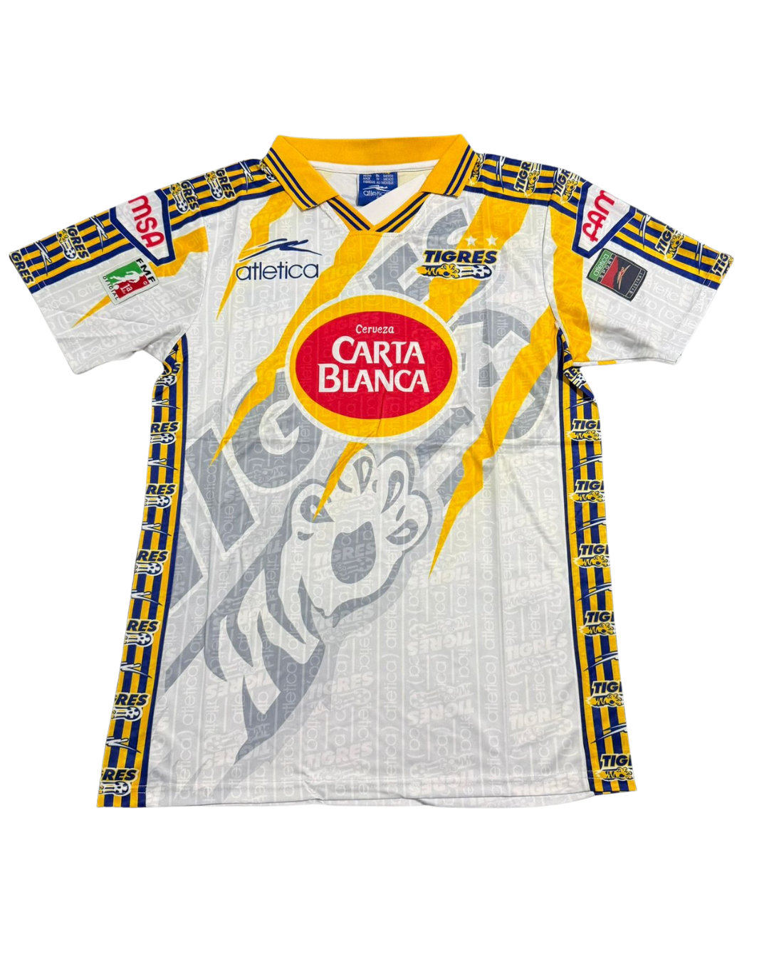 Tigres Retro Visita — Atletica "Carta Blanca" (Años 90, Blanco)