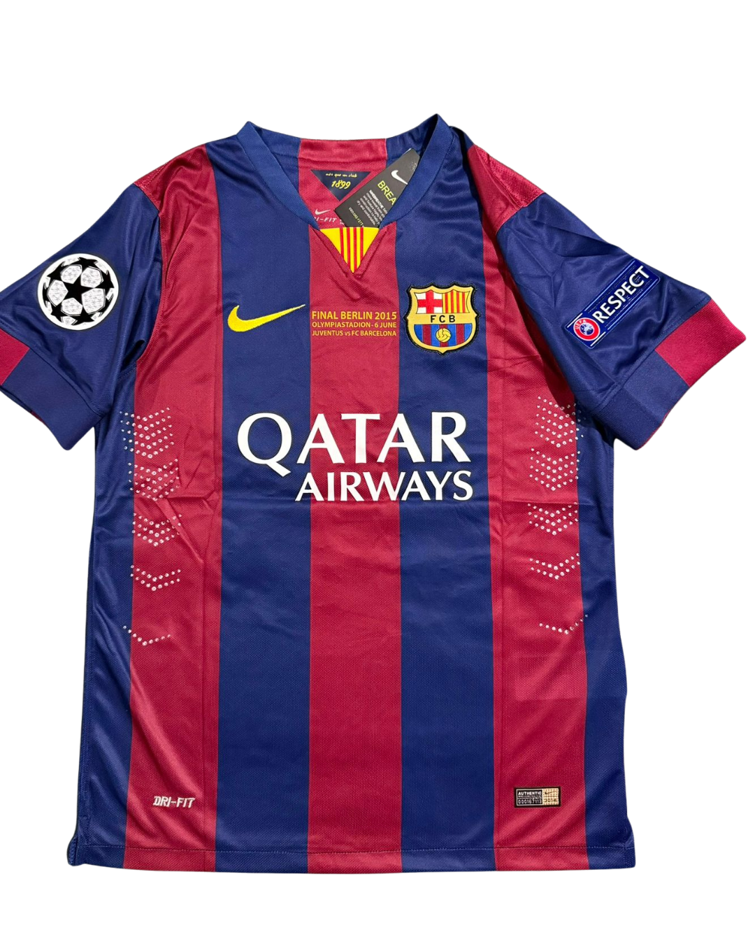 Barcelona Retro Messi Final Berlín 2015 — Nike "Qatar Airways"